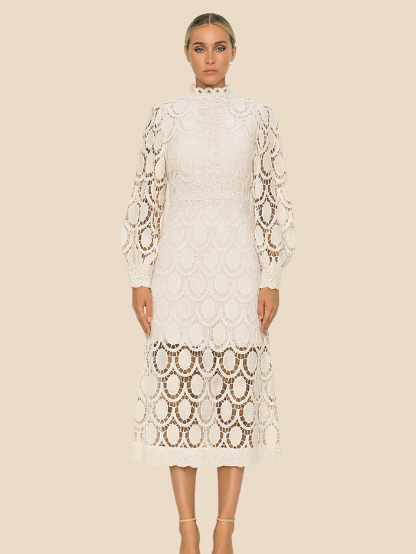 Willow | Women's Elegant Lace Wedding Guest Midi Dress