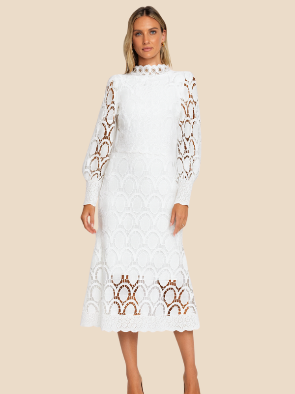 Willow | Women's Elegant Lace Wedding Guest Midi Dress