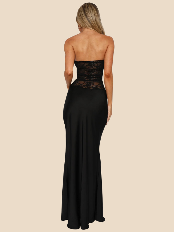 Amira | Women's Strapless Lace Patchwork Mermaid Maxi Dress