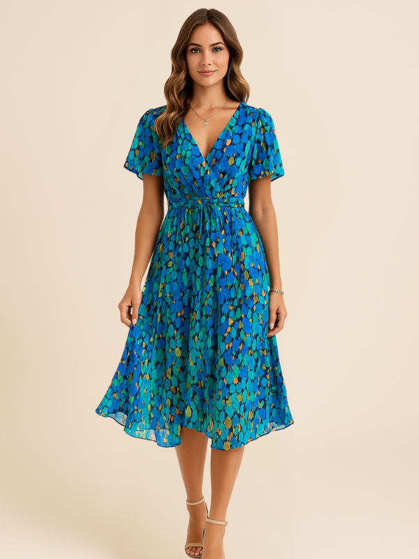 Isabella | Women's Casual Blue Midi Dress