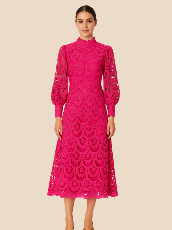 Willow | Women's Elegant Lace Wedding Guest Midi Dress